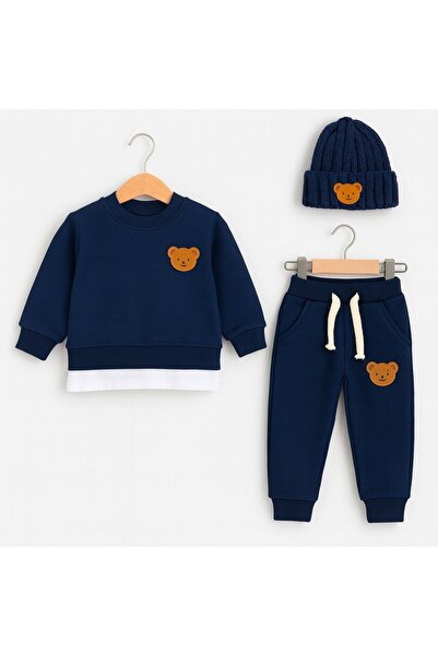 ŞAPKAKİDS ΣΕΤ ΦΟΡΜΑΣ 3 ΤΕΜΑΧΙΩΝ TEDDY NAVY BLUE