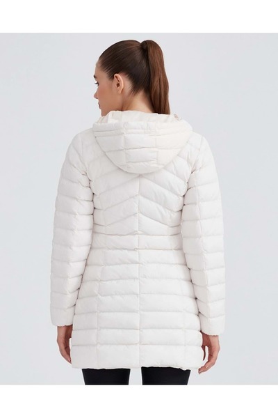 SKECHERS W Essential Maxi Length Hooded Jacket S212005 Kadın Günlük Mont Beyaz