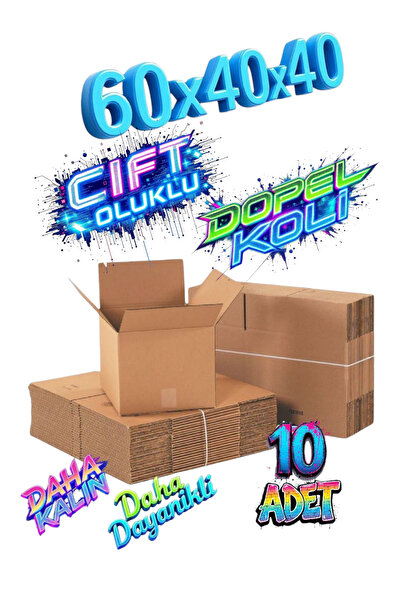 HBNC 60 X 40 X 40 10 Adet Extra Kalın Çift Oluklu Dopel Koli Eşya Taşıma Kolisi