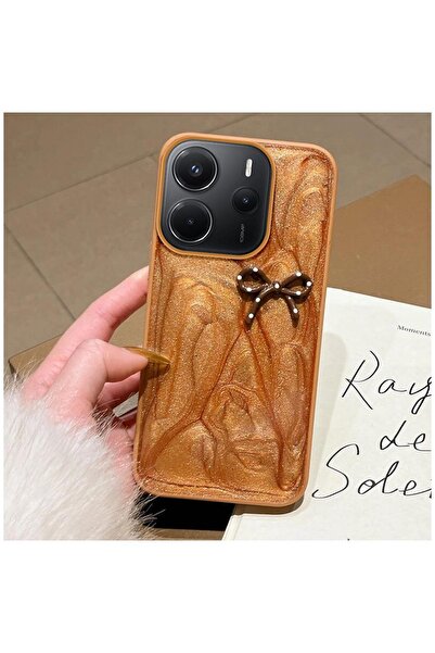 Zebana Xiaomi Redmi Note 14 5G Uyumlu Kılıf Fionka Silikon Kılıf Kahverengi