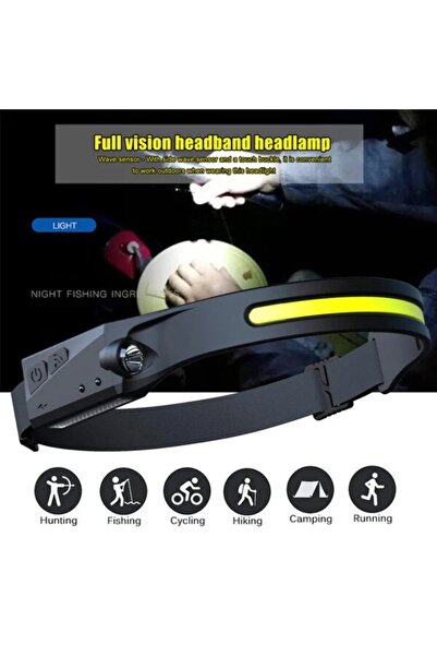 FISHINGBOX MAKE FISHING BETTER Lanterna cap cu acumulator intern si senzor de miscare pentru pescuit, camping si drumetii