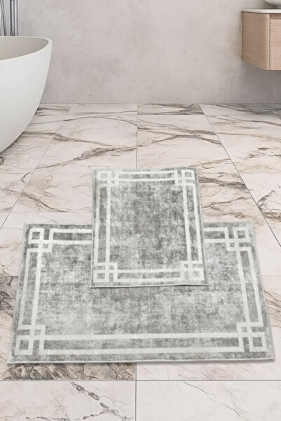 Thalia Home Αντιολισθητική βάση που πλένεται 2 τεμάχια 60x100 - 50x60 χαλάκι μπάνιου Σετ καθίσματος τουαλέτας