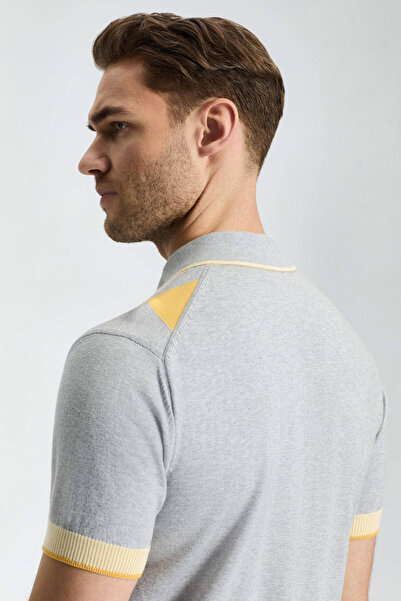 Hemington Gray Yellow Diamond Pattern Knitwear Polo