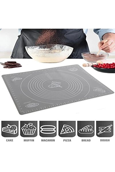 Yenigeldi Gray Silicone Non-Stick Dough Rolling Mat, Scale Dough Rolling Mat Table Countertop Surface Protector 50x40cm