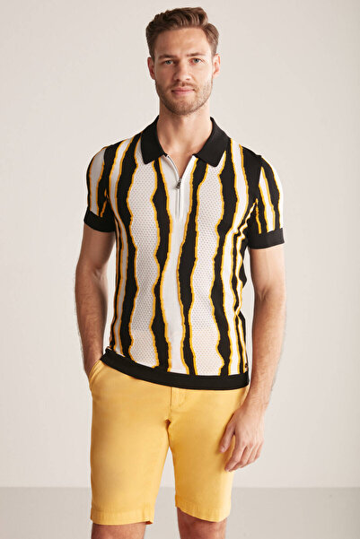 Hemington Black Mercerized Cotton Knitwear Polo with Stripe Detail