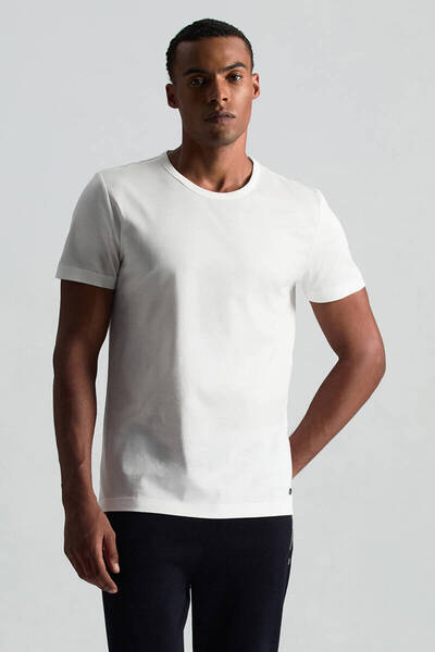 Hemington Bisiklet Yaka Beyaz Basic T-Shirt