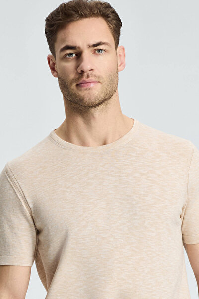 Hemington Crew Neck Pure Cotton Light Beige Knitwear T-Shirt