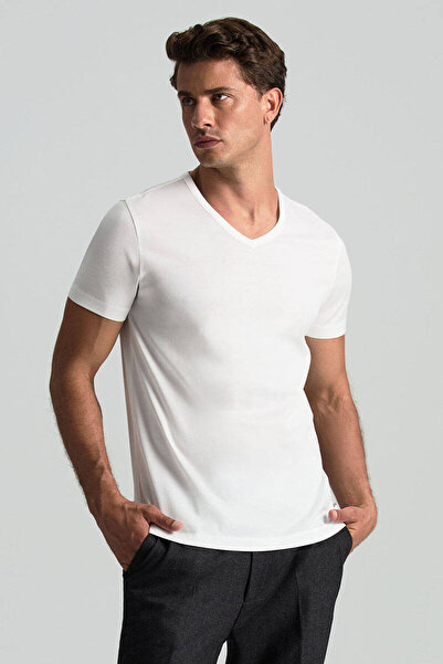 Hemington White V-Neck Basic T-Shirt