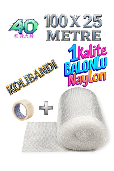 HBNC (40 Gram) 100 cm X 25 Metre Balonlu Ambalaj Naylonu Pat Pat Baloncuklu K...