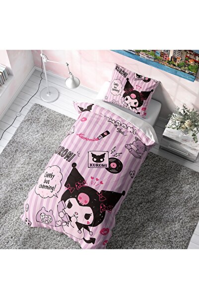 Viadela Kuromi Themed Pink Duvet Cover Set (Without Sheets)