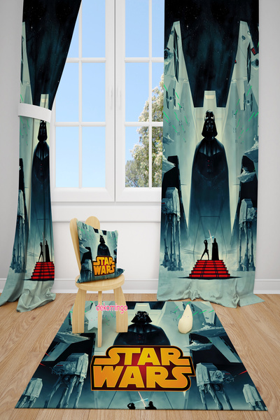 dekomingo Star Wars Patterned 2 Wings Background Curtain