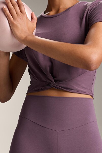 Oysho Modal blend short-sleeved knot T-shirt