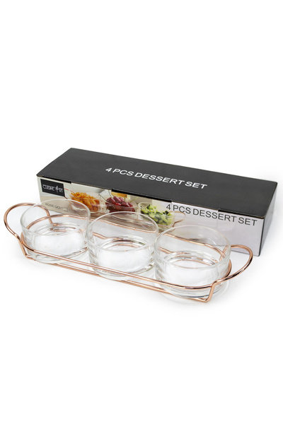 Cuisine Art By Styli Cuisine Art 4 Pcs Dessert Set, Serving Set, Partyware Set In Color Box - Rose Gold