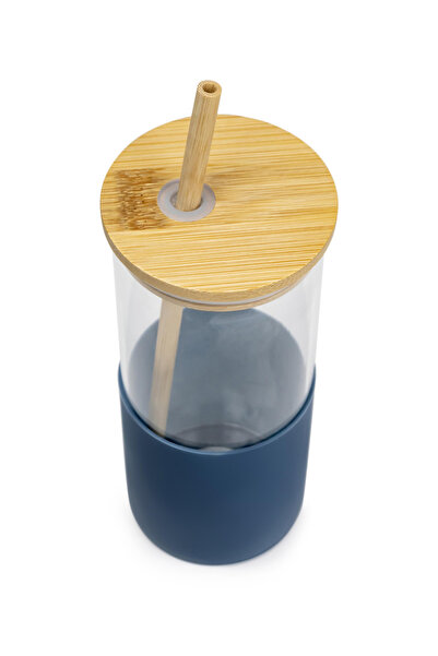 Cuisine Art By Styli Glass Tumbler Water Bottle with Straw BPA Free, Transparent