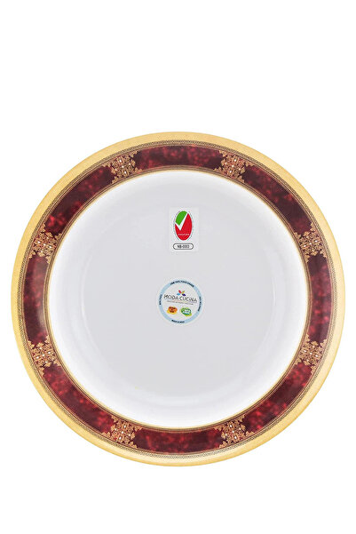 Moda Cucina By Styli طبق عشاء دائري من الميلامين الأحمر من مودا كوتشينا - 28 سم