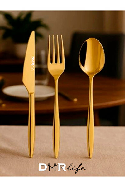 DMR LİFE Yakut Gold Titanyum 84 Parça 12 Kişilik Çatal Kaşık Bıçak Seti
