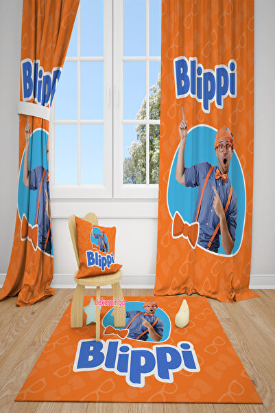 dekomingo Bli̇ppi̇ Patterned Children's Background Curtain 2 Wings