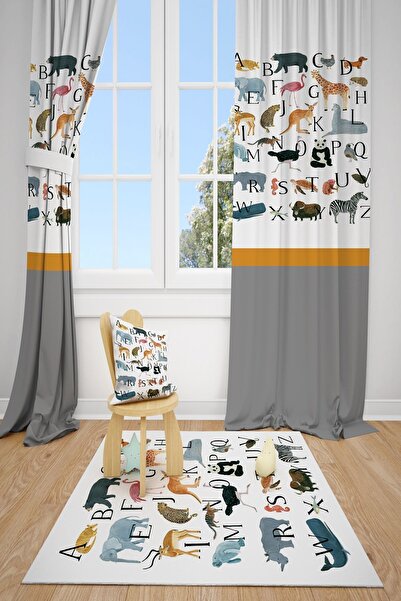 dekomingo حروف وحيوانات غرفة الأطفال والرضع 2 ستارة فون فون