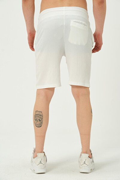 1434 Polo State White Regular Fit Men's Crinkle Shorts