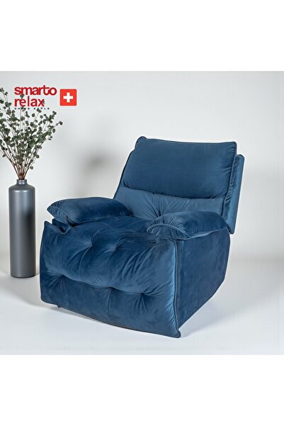 Smarto relax Smarto Akat Elektrikli Mekanizmalı Mavi Babyface Kumaş TV Koltuğu – Otomatik Rahat Baba Koltuk
