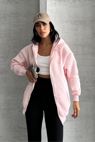 macharel jeans Φούτερ με κουκούλα με κουκούλα με μεταλλικό φερμουάρ με 3 κλωστές