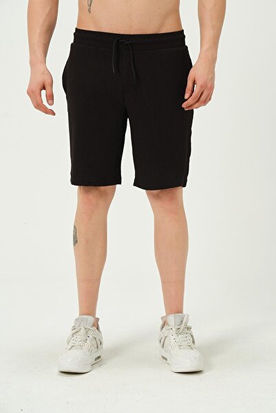 1434 Polo State Black Regular Fit Men's Crinkle Shorts