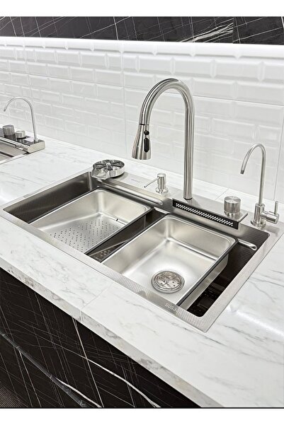 Kitchen Sink Technological Smart Sink Stainless Steel Anti-Scratch Honeycomb Pattern-Inox Color