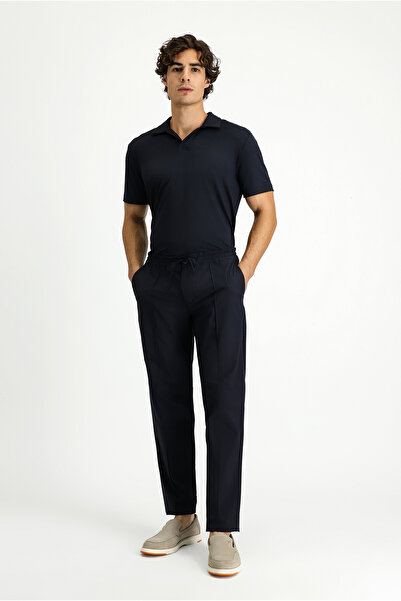 Kiğılı Techno-Line Super Slim Fit Ekstra Dar Kesim Likralı Beli Lastikli İpli Klasik Kumaş Pantolon