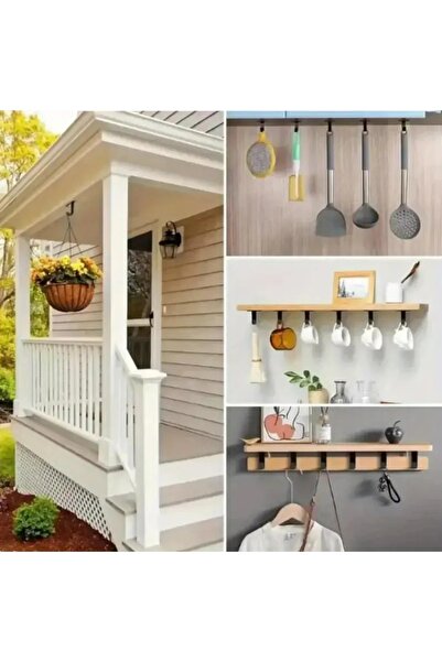 VENON 10 Pieces J Model Mini Metal Hanger with Black Screws Kitchen Cloth Hanging Rack Cup Kitchen Organizer
