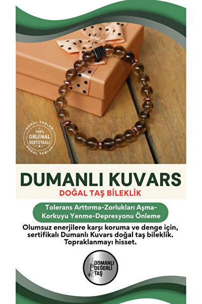 OSMANLI DEĞERLİ TAŞ Sertifikalı Dumanlı Kuvars Doğal Taş Bileklik