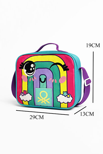 United Colors of Benetton Set de genți pentru grădiniță cu model curcubeu (geantă pentru grădiniță, cutie de prânz)