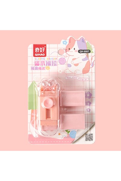Flippy Retractable Eraser, Soft, with Two Refills, Pale Pink