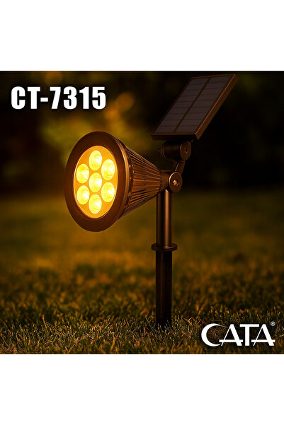 Cata 7 W Led Solar Bahçe Armatürü, Güneş Enerjili Bahçe Lambası (AMBER RENGİ ...