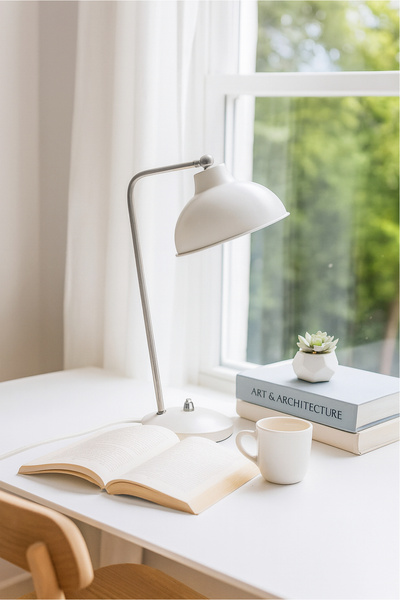 HOMİNG White Skara Table Lamp - Lampshade Night Light 241302