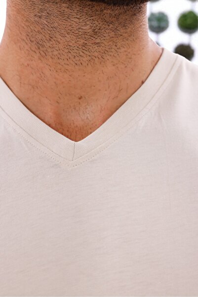 KozaLüks Men's V-Neck 100% Cotton Combed Cotton T-Shirt – Comfortable Fit