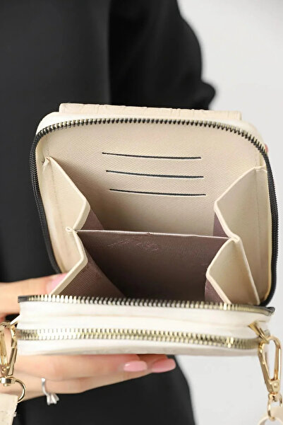 Universal Eşsiz Pazar Krem Kadın Çapraz Askılı Cüzdan Çanta