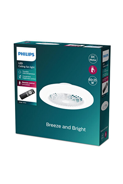 Philips Amigo Fanlı Tavan Lambası (60W Vantilatör + 25 W Aydınlatma Gücü)
