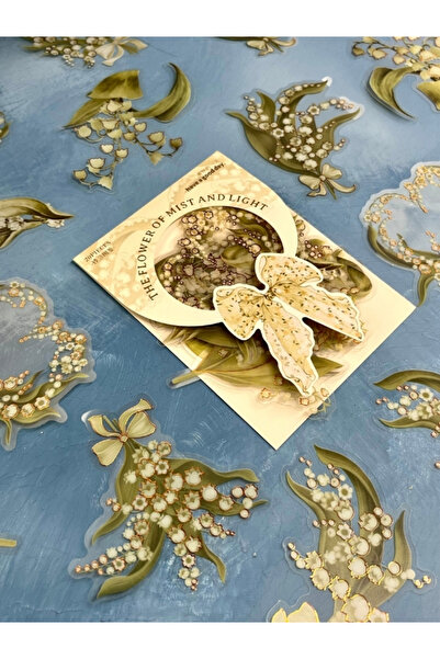 Kağıt Gemi Dükkan Holografik Efektli Yaldızlı 20 Adet Müge Çiçeği Desenli Yeş...