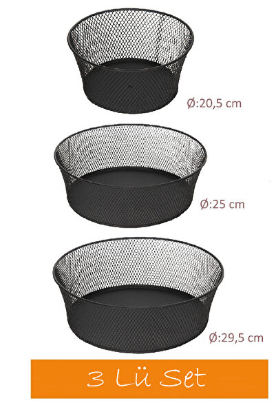 VENON Home Coș cu fructe de primăvară Set de 3 negru (multifuncțional) Organizator pentru seturi Bucătărie Dormitor Sufragerie