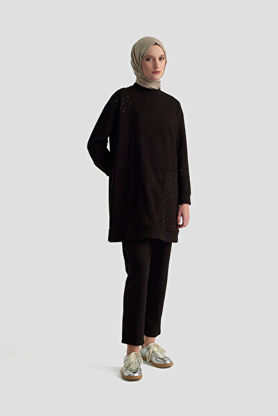 Armine Turtleneck Tunic Suit with Stone Detail Pants Autumn-Winter