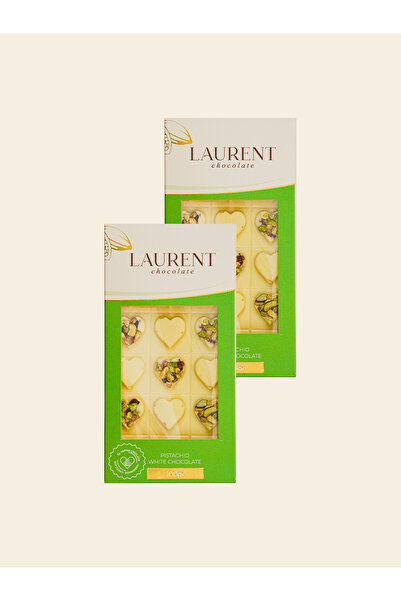 Beyaz Antep Fıstıklı Tablet Çikolata 100 g x 2 Adet