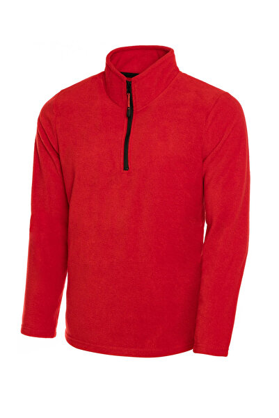 COMBİNE MİCHAİL Men's Half Zipper Stand Collar Basic Red