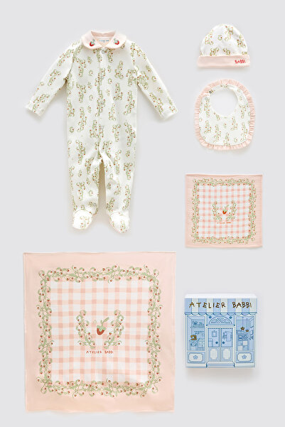 Atelier Babbi 100% Cotton 5-Piece Newborn Set - Strawberry