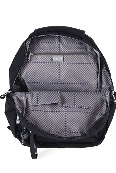 Bliss Black Unisex Daily & Primary & High School Backpack Crinkle Fabric Backpack with Laptop Compartment