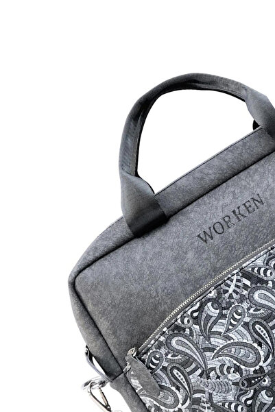 worken Gray 12.5 Inch Laptop Briefcase - Waterproof and Impact Protection Vegan Leather