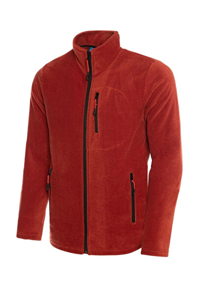 COMBİNE MİCHAİL Kiremit Renk Tam Fermuarlı 3 Cepli Polar