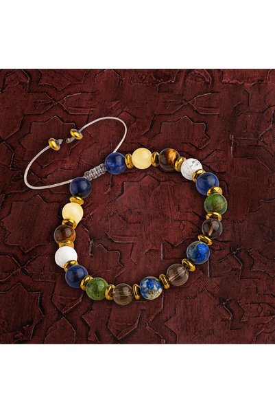 Saff Doğal Taş Student Success Bracelet Sodalite-lapis Lazuli-havlite-tiger Eye-jade-calcite-hematite Natural Stone