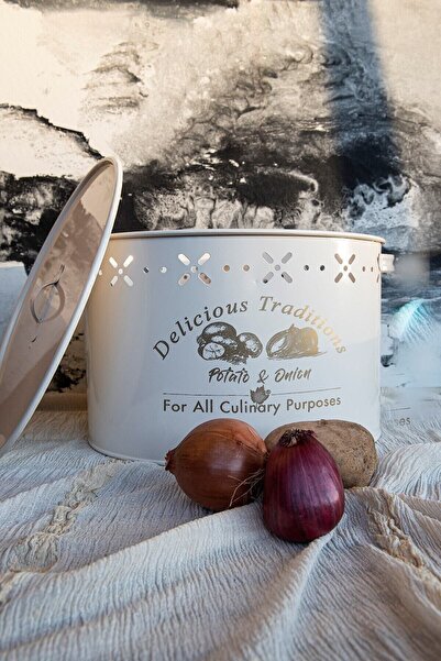 Genel Markalar 2 Bölmeli Metal Patates Soğan Kovası Krem 18 Lt