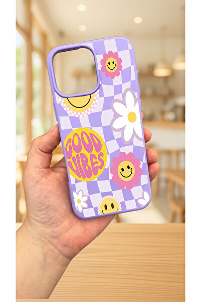 Vip Case iPhone 15 Pro Max Uyumlu GOOD VİBES Silikon Darbe Emici Klasik Korum...