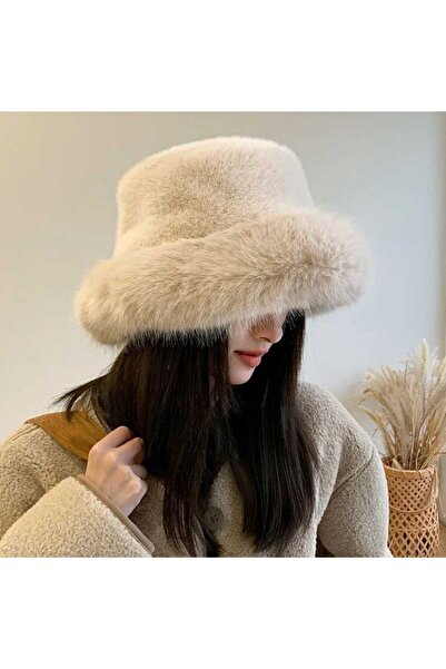 Axesoire 14623-1 Peluş Bej Kalpak Şapka